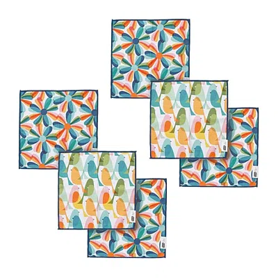 Ritz Microfiber Waffle Flowers & Birds 6-pc. Dish Cloth In Multiple Colors