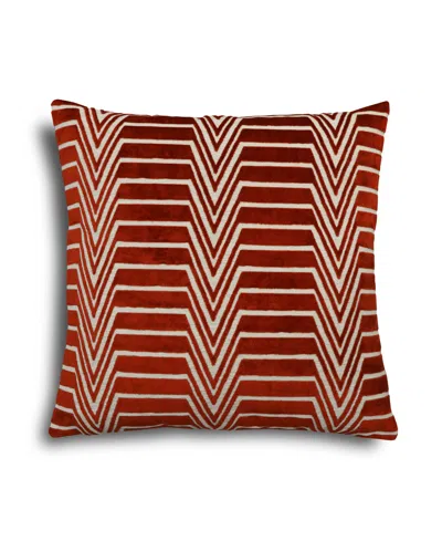 Riverbrook Home Caleb Cut Velvet Decorative Pillow, 22" X 22" In Red