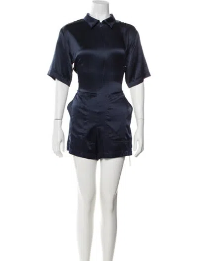 Pre-owned Rivet Utility Silk Romper In Blue
