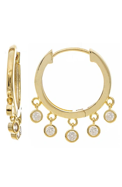 Rivka Friedman Bezel Set Cz Dangle Fringe Hoop Earrings In 18k Gold Clad