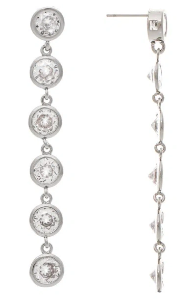 Rivka Friedman Bezel Set Cz Linear Drop Earrings In Metallic