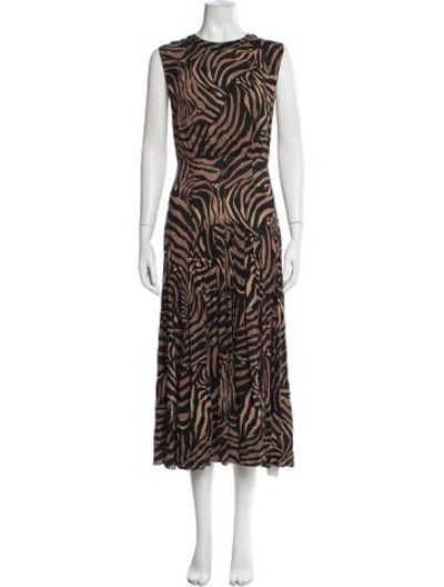 Pre-owned Rixo London Animal Print Midi Length Dress In Black
