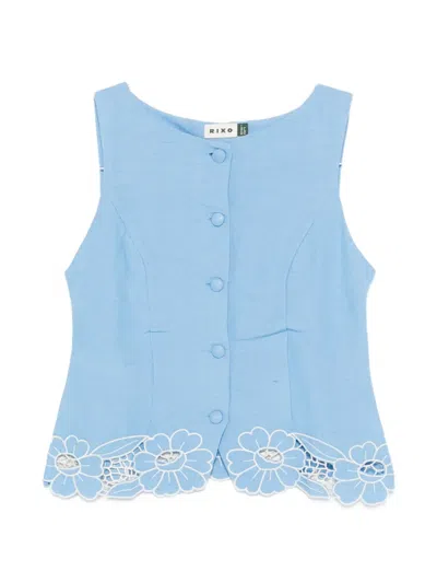 Rixo London Lucca Sleeveless Blouse In Blue