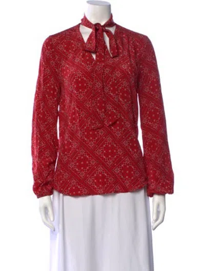 Pre-owned Rixo London Silk Paisley Print Blouse In Red