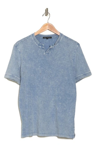 Robert Barakett Reno Split Neck Cotton T-shirt In Blue