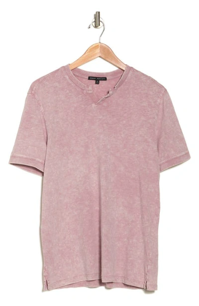 Robert Barakett Reno Split Neck Cotton T-shirt In Coral