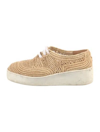 Pre-owned Robert Clergerie Straw Patterned Sneakers In Neutrals