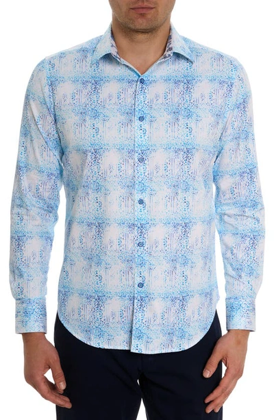 Robert Graham Dreamweaver Classic Fit Print Cotton Button-up Shirt In Teal