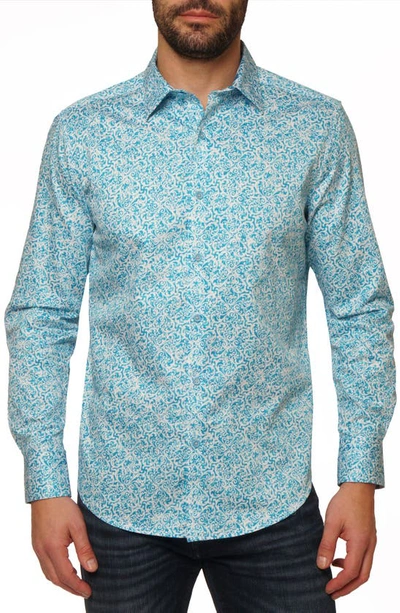 Robert Graham Madrone Long Sleeve Cotton Shirt In Teal