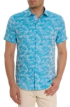Robert Graham Men's Poseidon Linen & Cotton-blend Button-front Shirt In Turquoise