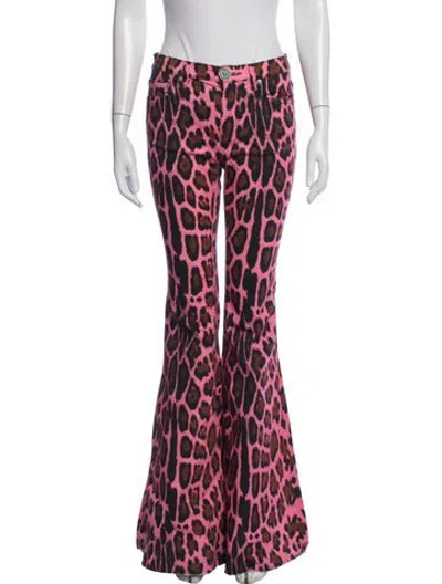 Pre-owned Roberto Cavalli Animal Print Flared Pants In Pink