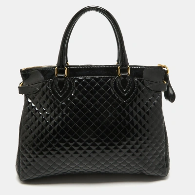 Pre-owned Roberto Cavalli Black Quilted Patent Leather Grand Tour Tote