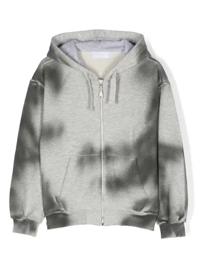 Roberto Cavalli Kids' Faded-finish Zip-front Hoodie In Grey