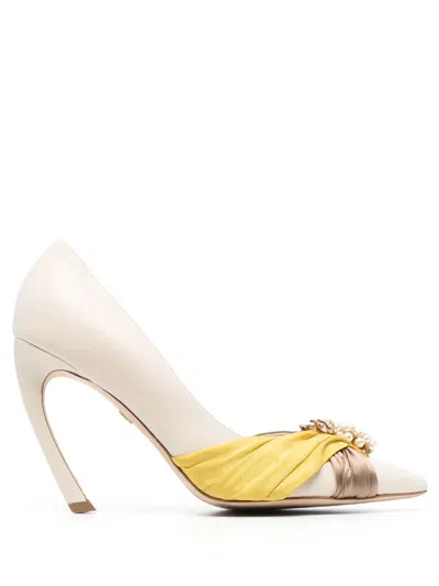 Roberto Cavalli Grapes-charm Tiger-tooth Slingback Pumps In Neutrals