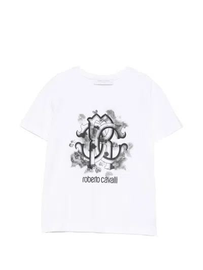 Roberto Cavalli Kids' Logo-print T-shirt In White