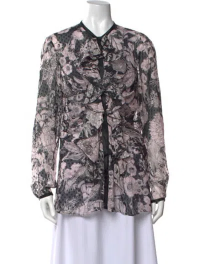 Pre-owned Roberto Cavalli Silk Floral Print Blouse In Pink