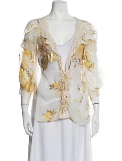 Pre-owned Roberto Cavalli Vintage 2007 Blouse In Metallic/neutrals