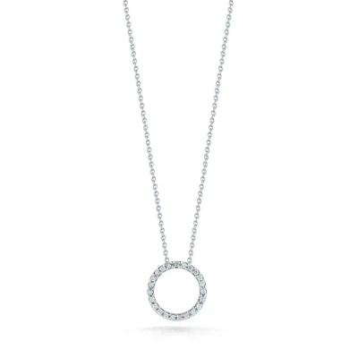 Roberto Coin 18k White Gold Small Diamond Open Circle Pendant Necklace In Gold-tone