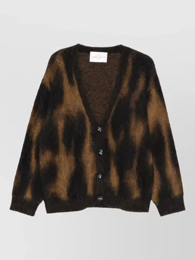 Roberto Collina Alpaca Wool Oversized Jacquard Animal-print V-neck Cardigan In Brown