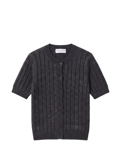 Roberto Collina Cable-knit Short-sleeve Cardigan In Black