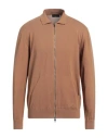 Roberto Collina Man Cardigan Camel Size 44 Cotton In Beige