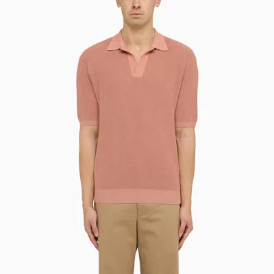 Roberto Collina Pink Linen And Cotton Polo Shirt