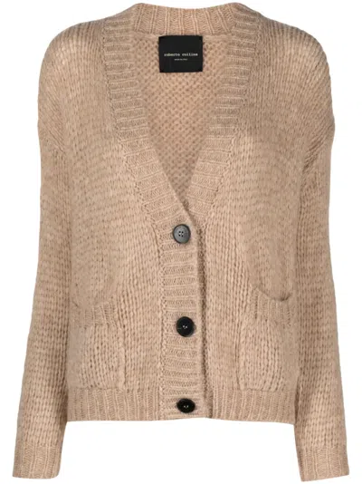 Roberto Collina V-neck Alpaca Wool-blend Cardigan In Nude