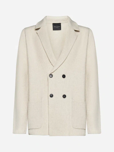 Roberto Collina Wool And Cashmere Cardigan In Beige