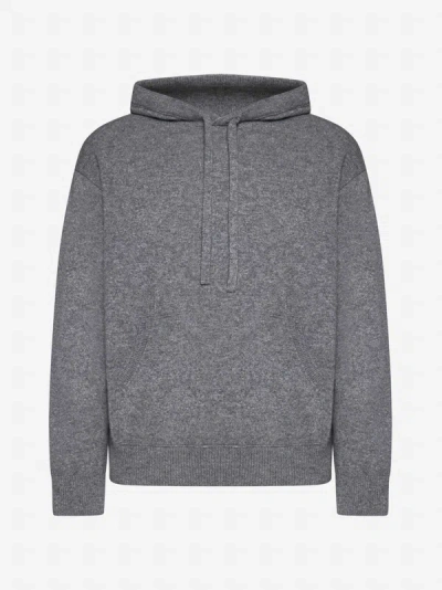 Roberto Collina Wool And Cashmere Hooded Sweater In Grey