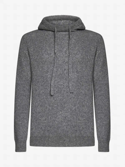 Roberto Collina Wool-blend Hooded Sweater In Grey