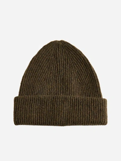 Roberto Collina Wool-blend Ribbed Beanie In Military