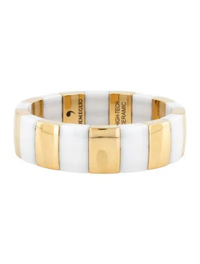 Pre-owned Roberto Demeglio Ceramic Aura Stretch Bracelet, 7" In White
