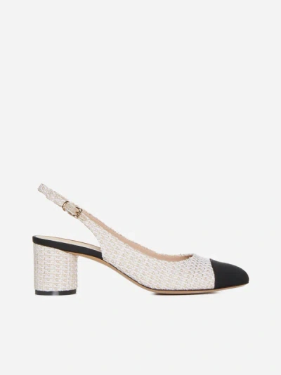 Roberto Festa Arianna Tweed Slingback Pumps In Cream