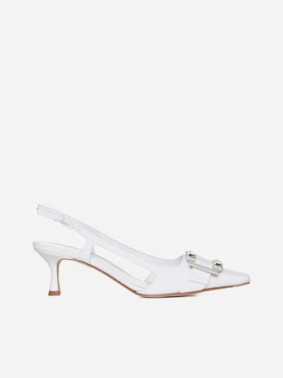 Roberto Festa Atena Denim Slingback Pumps In White