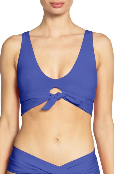 Robin Piccone Ava Knot Front Bikini Top In Ube