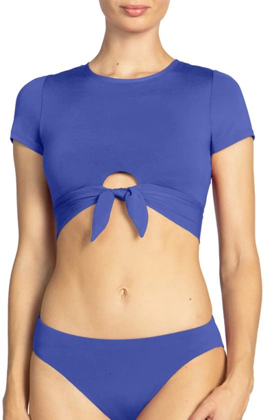 Robin Piccone Ava Knot Front Tee Bikini Top In Ube