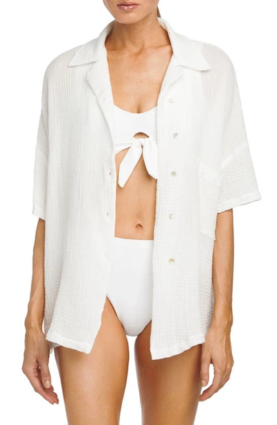 Robin Piccone Oversize Cover-up Shirt In White