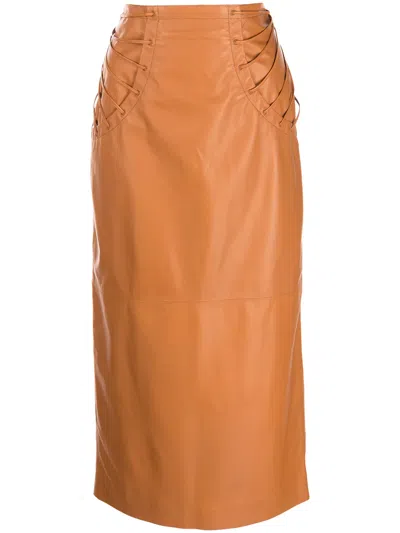 Rochas Pencil Midi Skirt In Brown