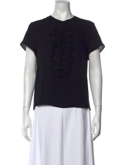 Pre-owned Rochas Silk Crew Neck Top In Blue
