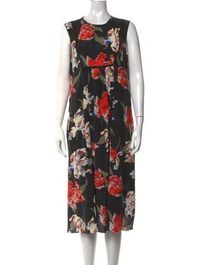 Pre-owned Rochas Silk Midi Length Dress In Black