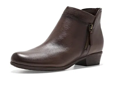 Rockport Carly Booties Women's Boots Dark Brown Leather: 9.5 W (c)