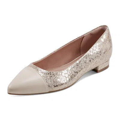 Rockport Kenzie Flats Women's Gold Leather Pointed Toe Ballet Htat1800