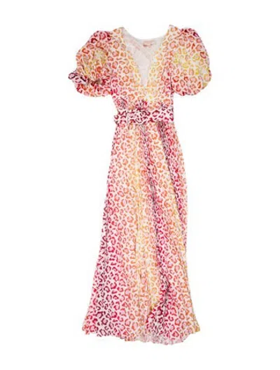 Pre-owned Rococo Sand Animal Print Long Dress In Pink