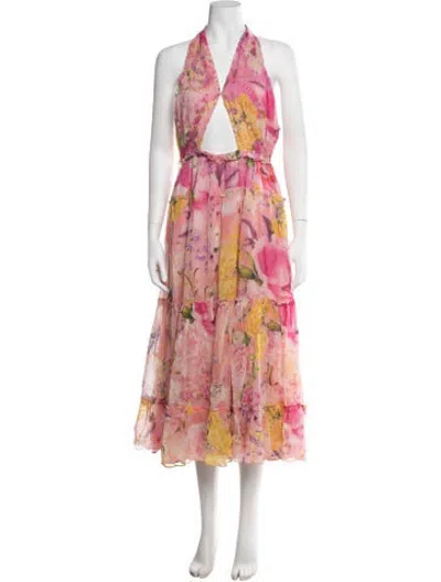 Pre-owned Rococo Sand Floral Print Midi Length Dress W/ Tags In Pink