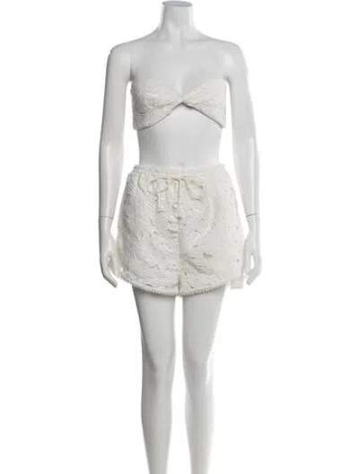 Pre-owned Rococo Sand Floral Print Short Set W/ Tags In White