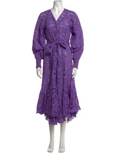 Pre-owned Rococo Sand Lace Pattern Midi Length Dress In Purple