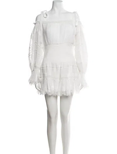 Pre-owned Rococo Sand Off-the-shoulder Mini Dress W/ Tags In White