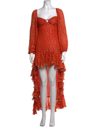 Pre-owned Rococo Sand Printed Mini Dress In Metallic/orange