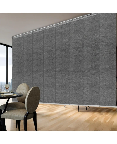 Rod Desyne Charcoal Camo Blind 8-panel Double Rail Panel Track Extendable 130"-175"w X 94"h, Panel Width 23.5" In Satin Nickel
