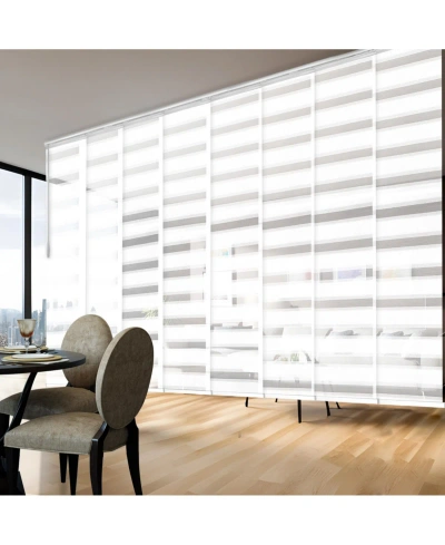 Rod Desyne Macadamia Blind 8-panel Double Rail Panel Track Extendable 130"-175"w X 94"h, Panel Width 23.5" In White